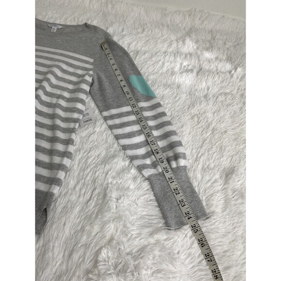 Time And Tru Sweater Top Gray Striped Size XL Pullover Long Sleeve 16-18 - Picture 10 of 13